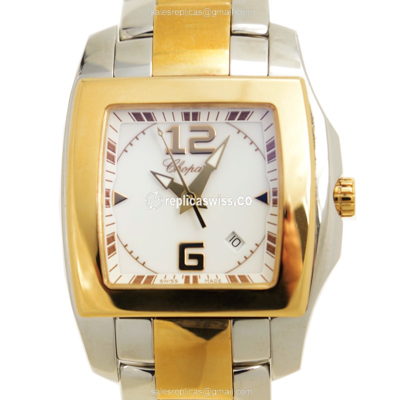 Chopard TWO O TEN Quartz - 18kt Rose Gold & Steel - White Dial - Silver Clasp